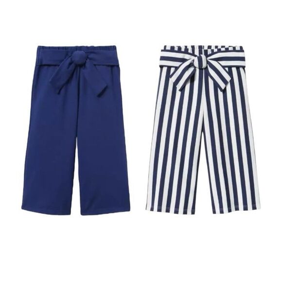 Janie and Jack Other - Janie & Jack Girls Solid Navy & Striped Blue & White Wide-Leg Pants 3T Trendy